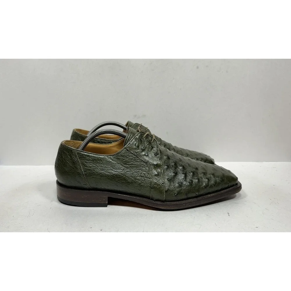 Dolce Vita Made in Italy Green Ostrich Handmade Dress Shoe Men's Size 10.5‎